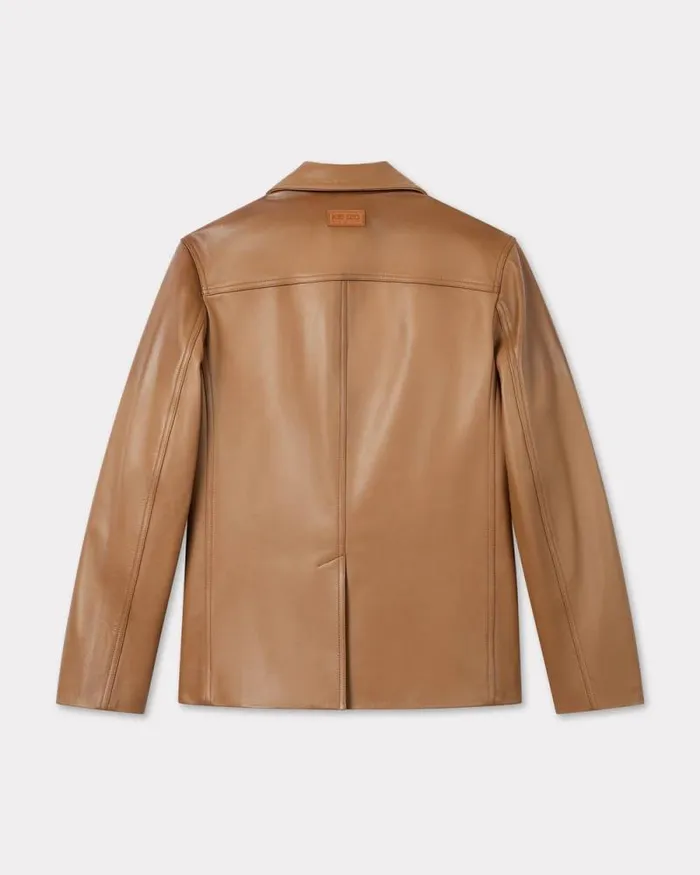 Men Cow Leather Jacket Dark Camel Kenzo Jackets And Coats