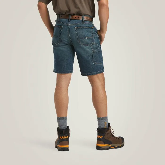 Men Denim Ariat Rebar DuraStretch Denim Utility Short Phantom