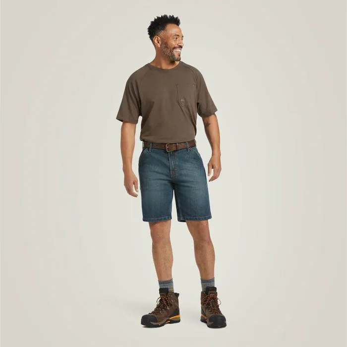 Men Denim Ariat Rebar DuraStretch Denim Utility Short Phantom