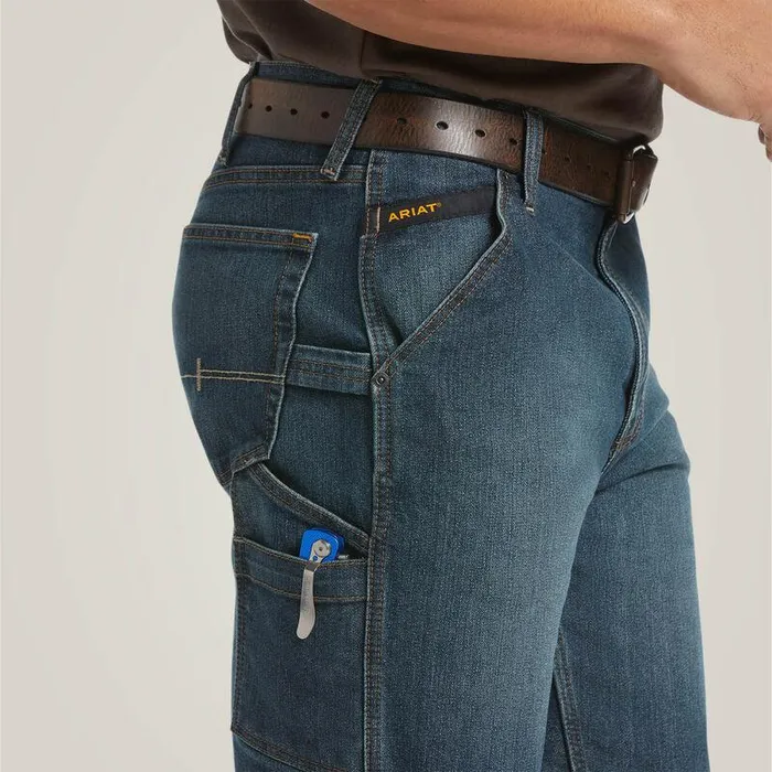 Men Denim Ariat Rebar DuraStretch Denim Utility Short Phantom