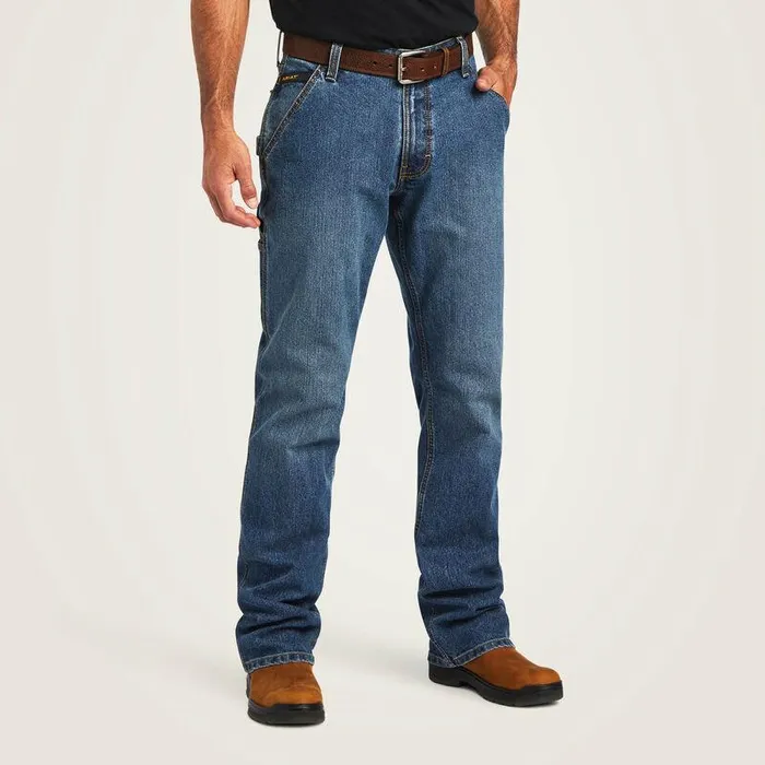 Men Denim Ariat Rebar M4 Low Rise DuraStretch Workhorse Boot Cut Jean Gabe