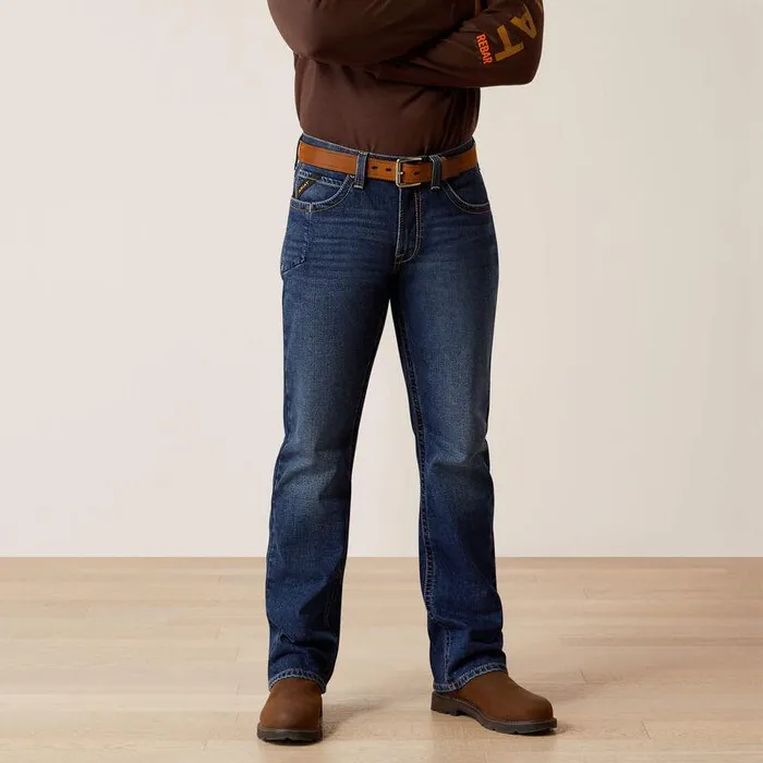 Men Denim Ariat Rebar M4 Relaxed Acclimatize Boot Cut Jean Galveston