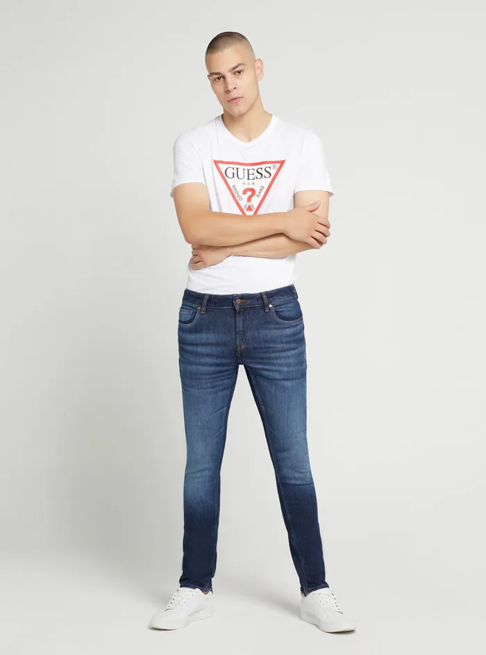 Men Denim GUESS Eco Lowrise Skinny Miami Denim Jeans In Carry Dark Wash