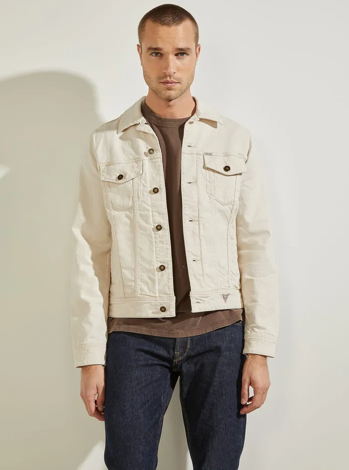 Men Denim GUESS Natural White Dillion Denim Jacket