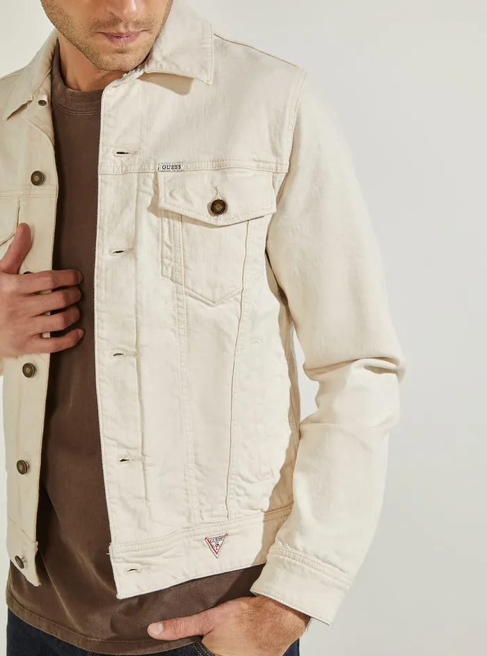 Men Denim GUESS Natural White Dillion Denim Jacket Men Denim GUESS Natural White Dillion Denim Jacket