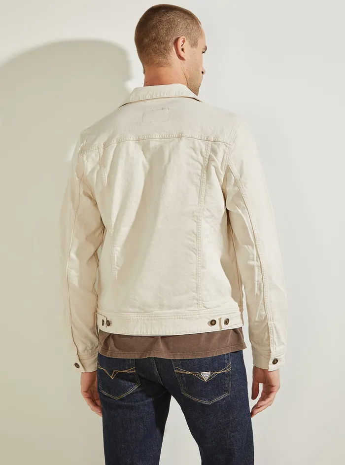 Men Denim GUESS Natural White Dillion Denim Jacket Men Denim GUESS Natural White Dillion Denim Jacket