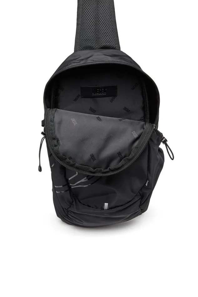 Men Diesel Backpacks DRAPE SLING BAG Black