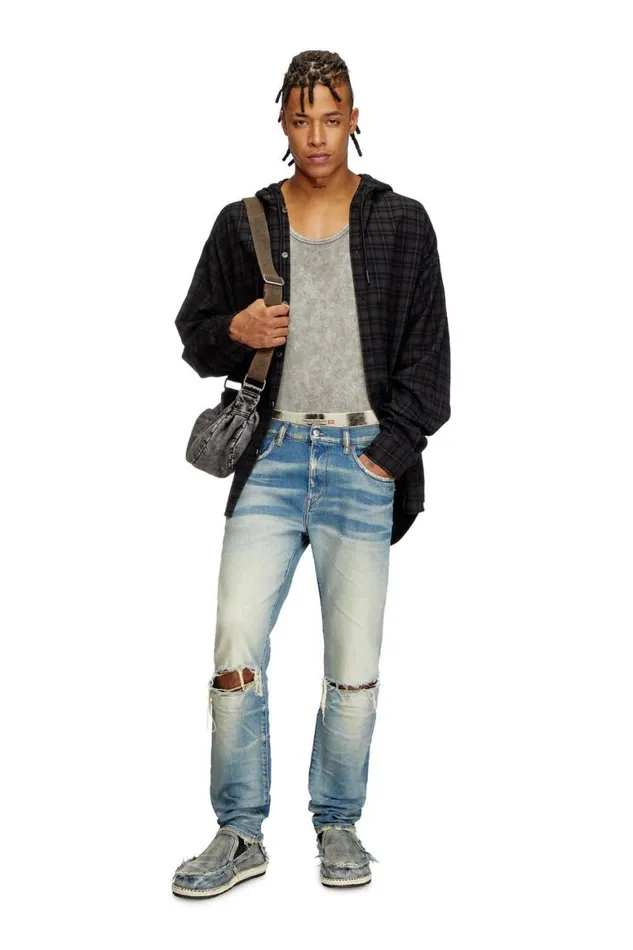 Men Diesel Jeans Slim Jeans 2019 DStrukt 09L28 Medium Blue