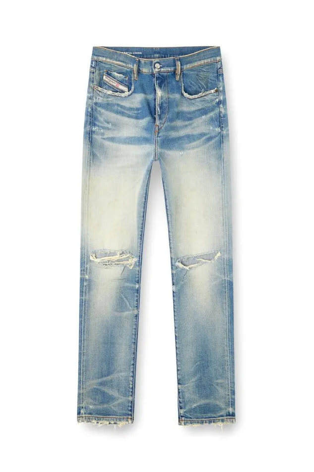 Men Diesel Jeans Slim Jeans 2019 DStrukt 09L28 Medium Blue