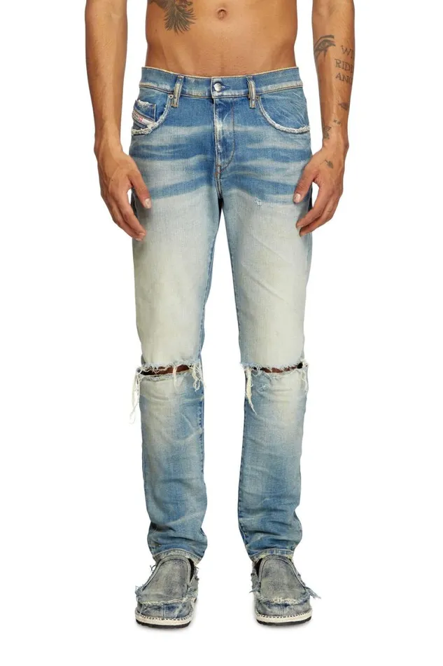 Men Diesel Jeans Slim Jeans 2019 DStrukt 09L28 Medium Blue