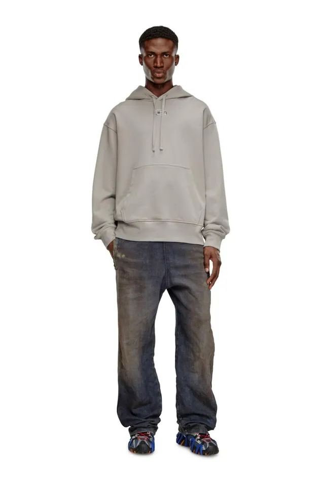Men Diesel Sweatshirts and Hoodies SMACSHOODOD Grey