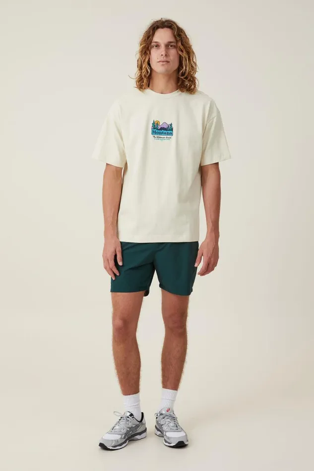 Men Graphic TShirts Cotton On Box Fit Graphic TShirt Ecruwilderness Awaits