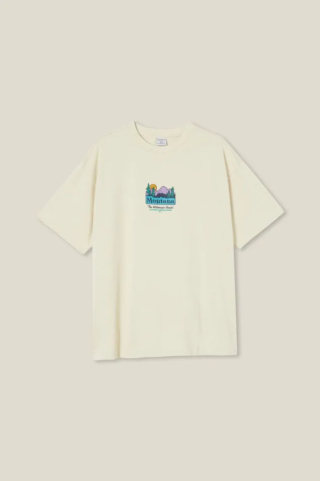 Men Graphic TShirts Cotton On Box Fit Graphic TShirt Ecruwilderness Awaits