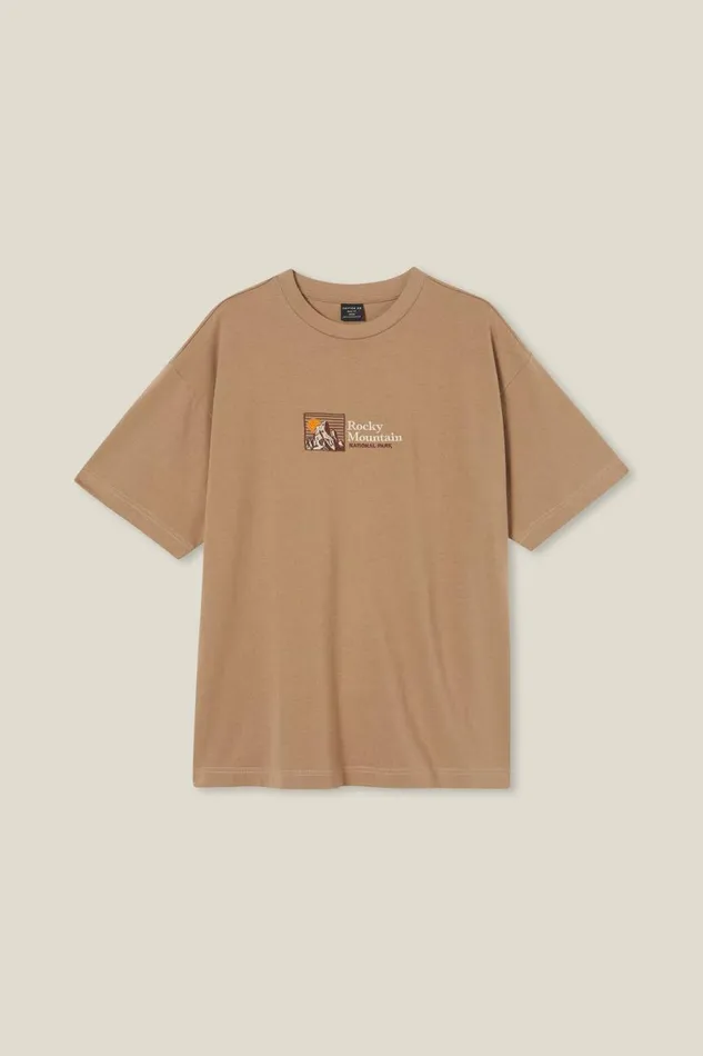 Men Graphic TShirts Cotton On Box Fit Graphic TShirt Tauperocky Mountains
