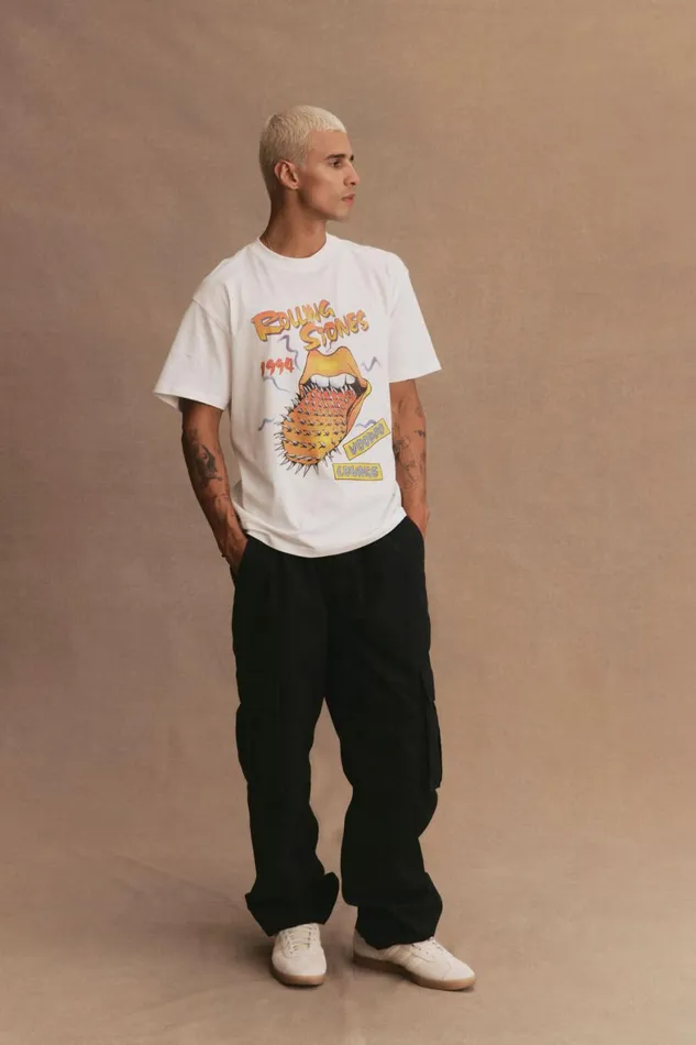 Men Graphic TShirts Cotton On Loose Fit Music TShirt Lcn Bra Vintage Whiterolling Stones 94 Voodo