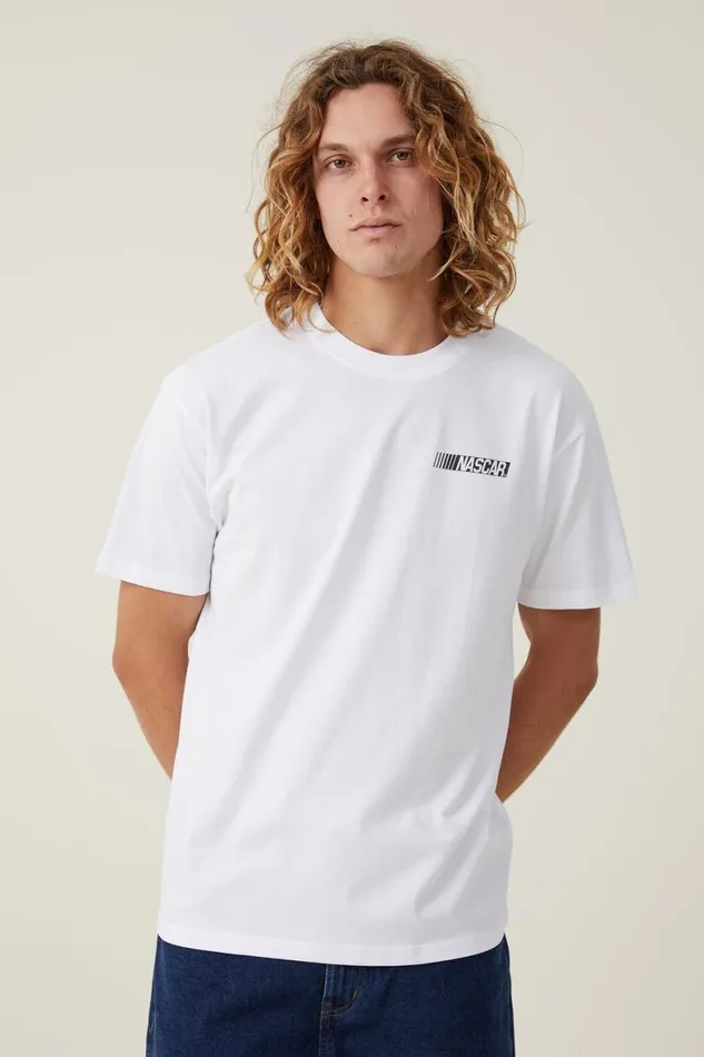 Men Graphic TShirts Cotton On Nascar Loose Fit TShirt Lcn Ncr Whiteoriginal Logo
