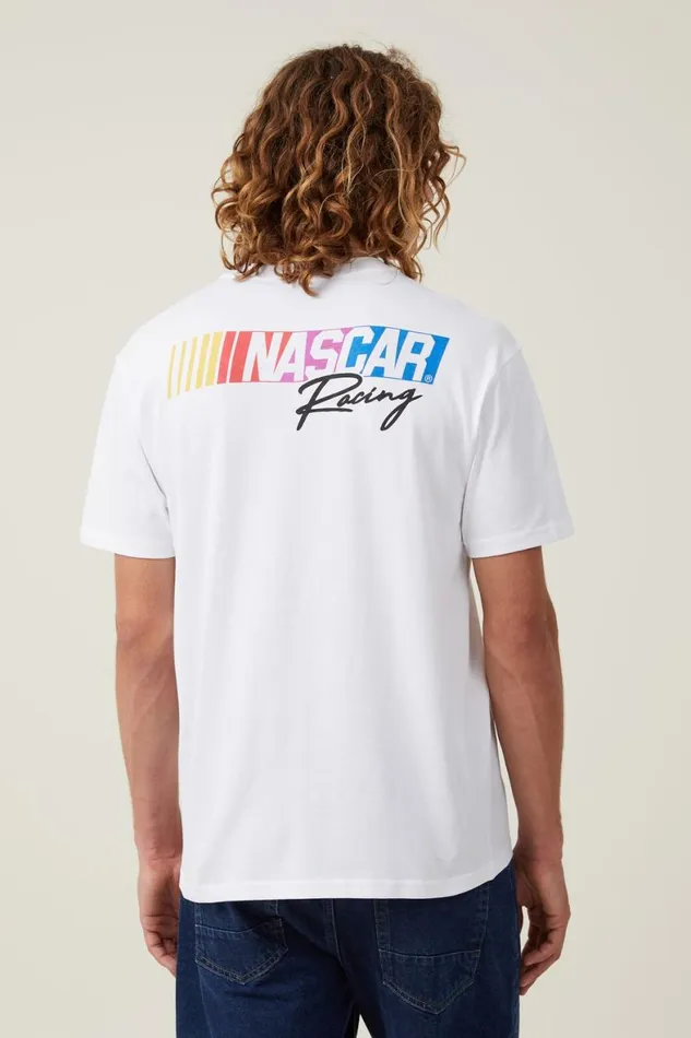 Men Graphic TShirts Cotton On Nascar Loose Fit TShirt Lcn Ncr Whiteoriginal Logo