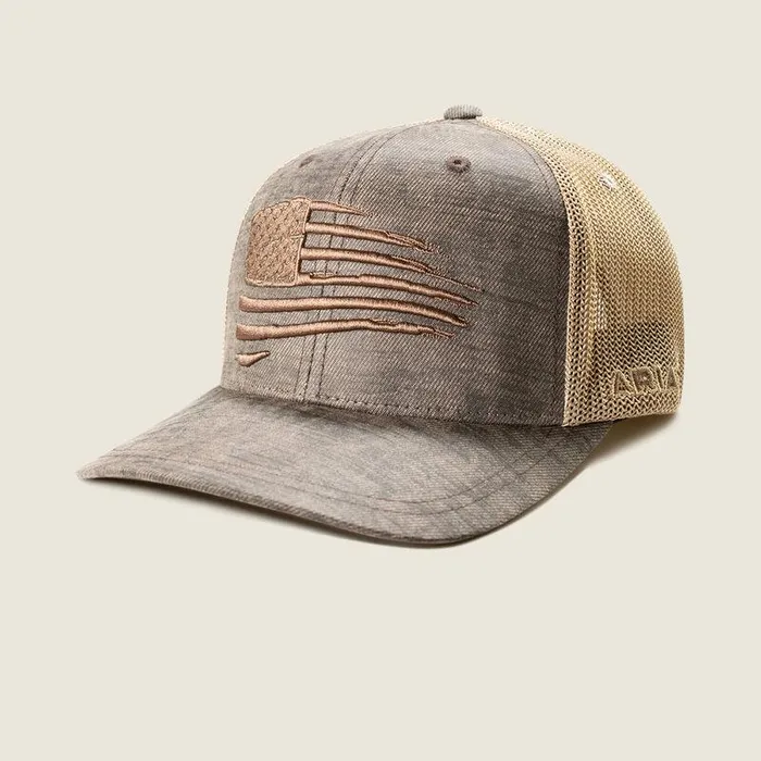 Men Hats and Caps Ariat Patriot Flag Cap Brown