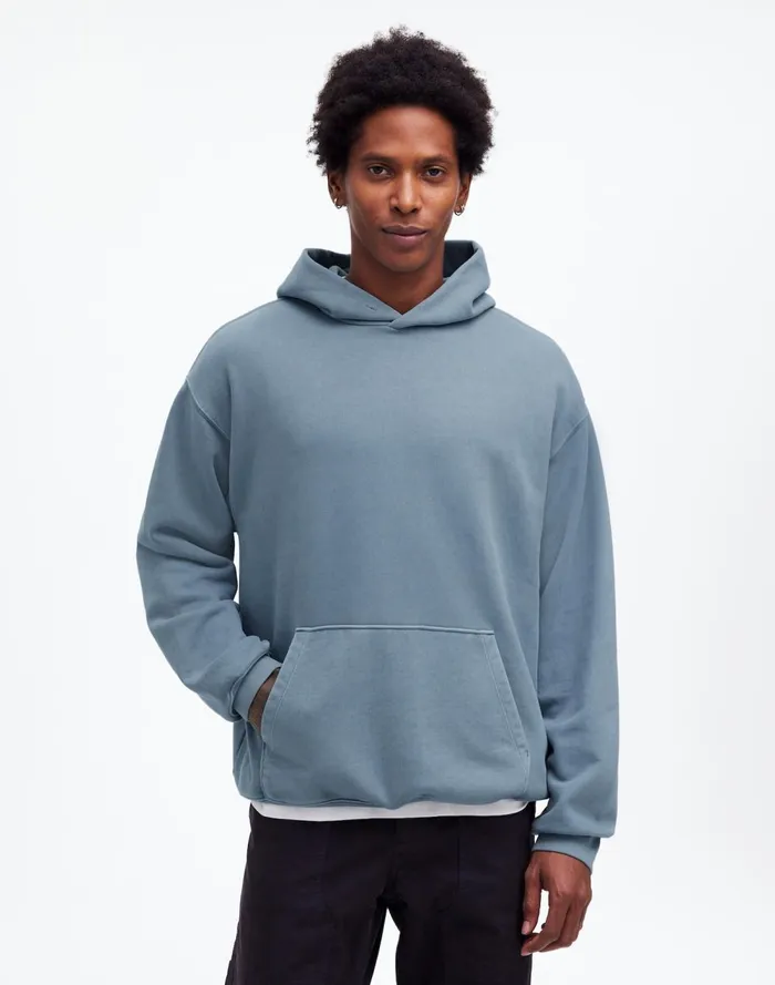 Men Hoodies and Sweatshirts Madewell The McCarren Midweight Hoodie Sweatshirt Teapot Blue Men Hoodies and Sweatshirts Madewell The McCarren Midweight Hoodie Sweatshirt Teapot Blue