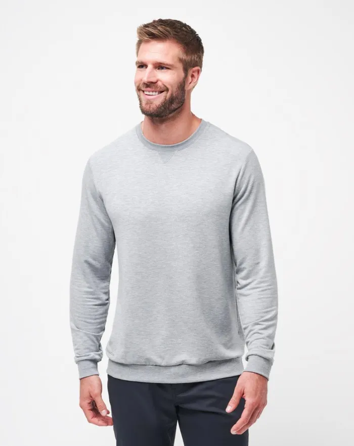 Men Hoodies and Sweatshirts TravisMathew AMENITIES CREW Heather Light Grey