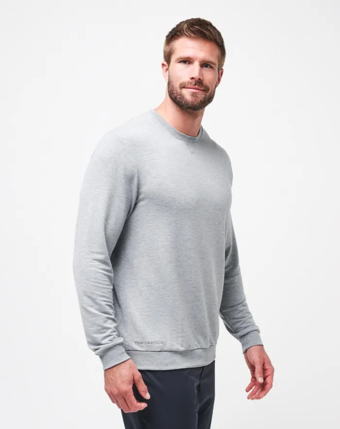 Men Hoodies and Sweatshirts TravisMathew AMENITIES CREW Heather Light Grey