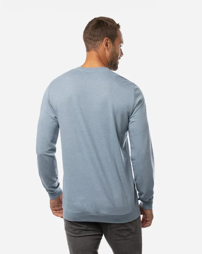 Men Hoodies and Sweatshirts TravisMathew FINK 20 CREWNECK Heather Copen Blue Men Hoodies and Sweatshirts TravisMathew FINK 20 CREWNECK Heather Copen Blue