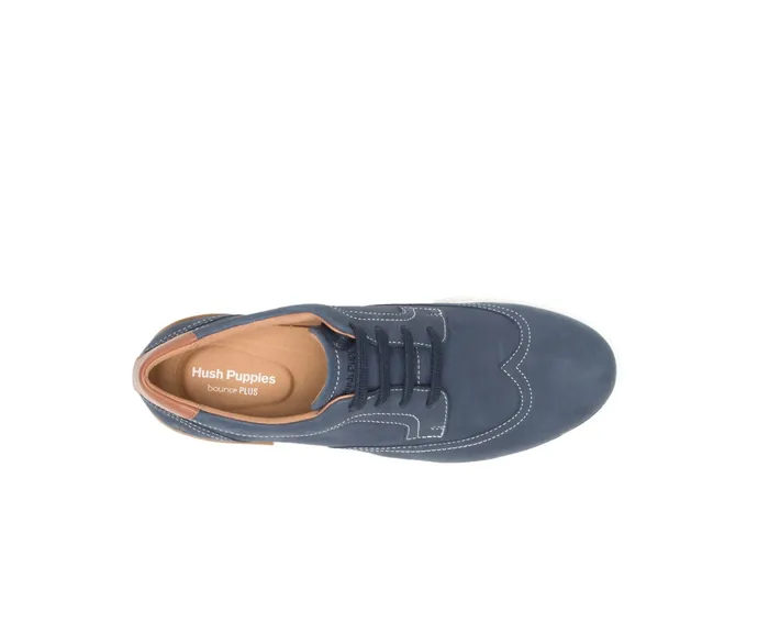 Men Hush Puppies Heath Wingtip Oxford Navy Nubuck Sneakers
