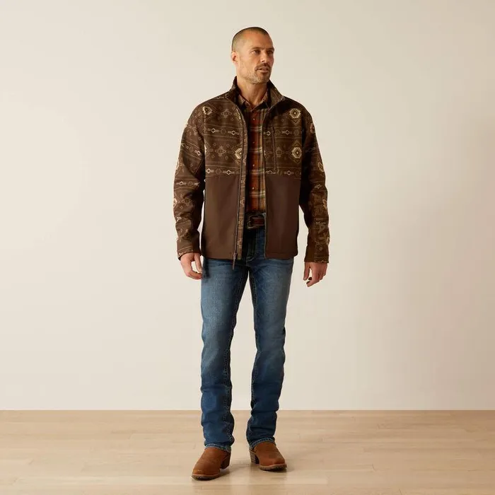 Men Jackets and Vests Ariat Logan Softshell Jacket Banyan Bark Southwest Print