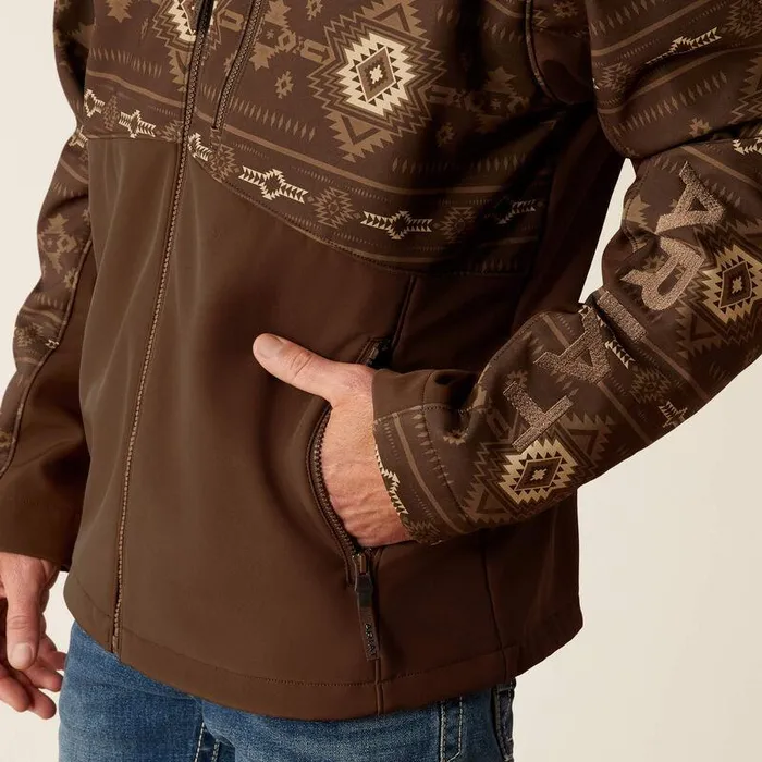 Men Jackets and Vests Ariat Logan Softshell Jacket Banyan Bark Southwest Print