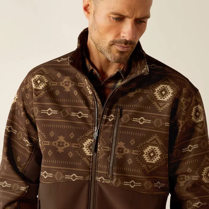 Men Jackets and Vests Ariat Logan Softshell Jacket Banyan Bark Southwest Print