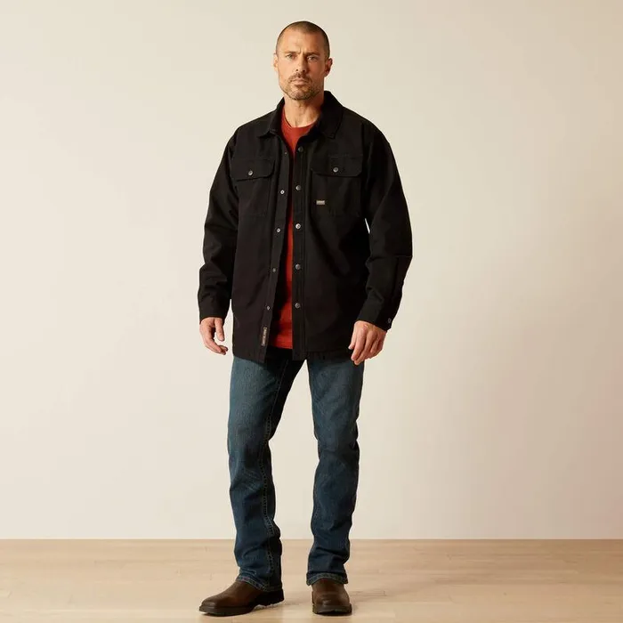 Men Jackets and Vests Ariat Rebar Canvas Shirt Jacket Black Men Jackets and Vests Ariat Rebar Canvas Shirt Jacket Black