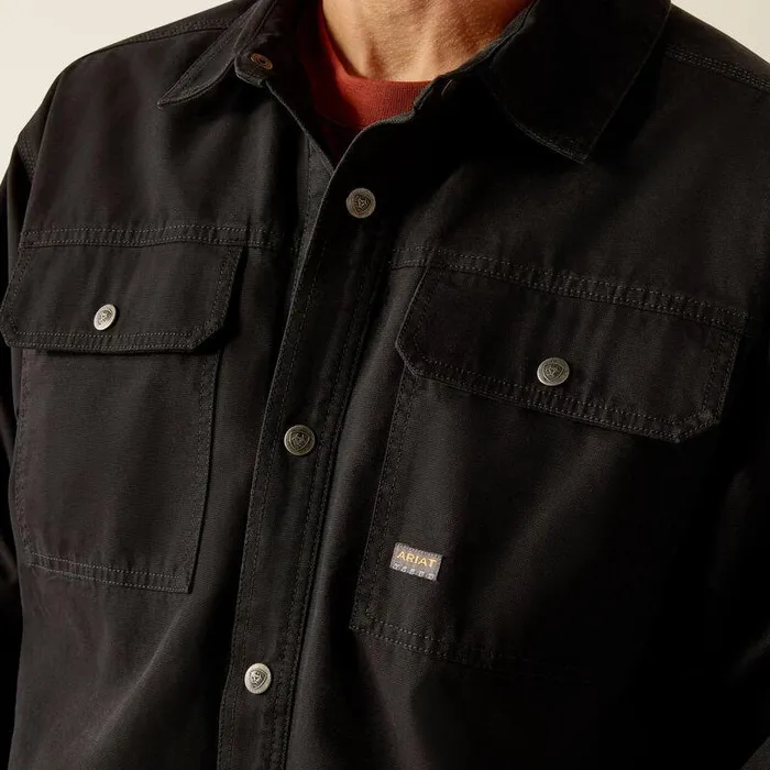 Men Jackets and Vests Ariat Rebar Canvas Shirt Jacket Black Men Jackets and Vests Ariat Rebar Canvas Shirt Jacket Black