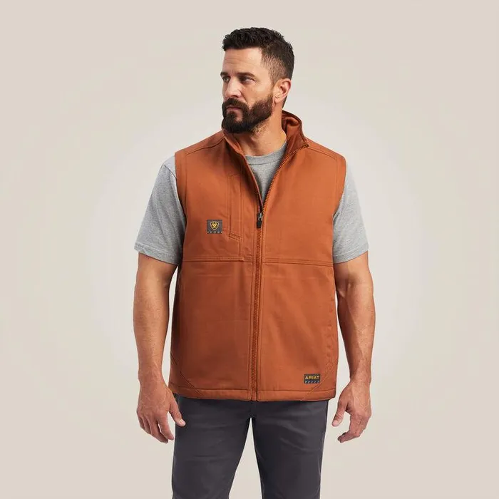 Men Jackets and Vests Ariat Rebar DuraCanvas Vest Copper