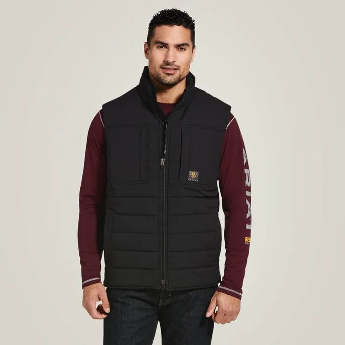 Men Jackets and Vests Ariat Rebar Valiant Ripstop Insulated Vest Black