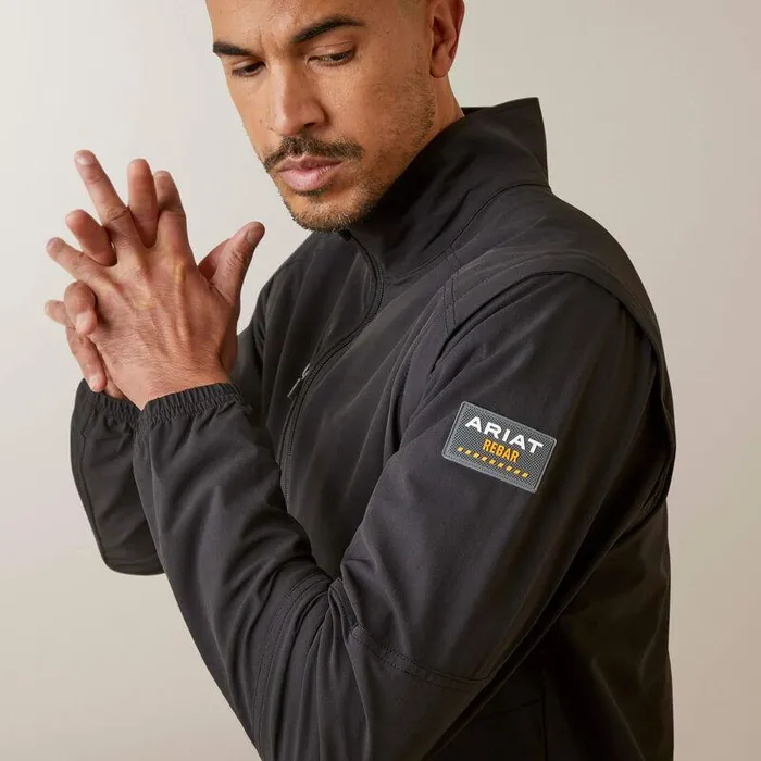 Men Jackets and Vests Ariat Rebar Weatherproof Convertible Jacket Black