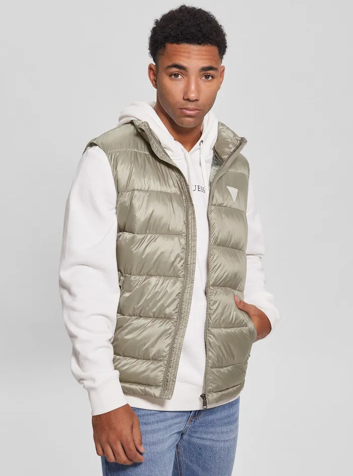 Men Jackets GUESS Eco Green Super Light Puffer Vest