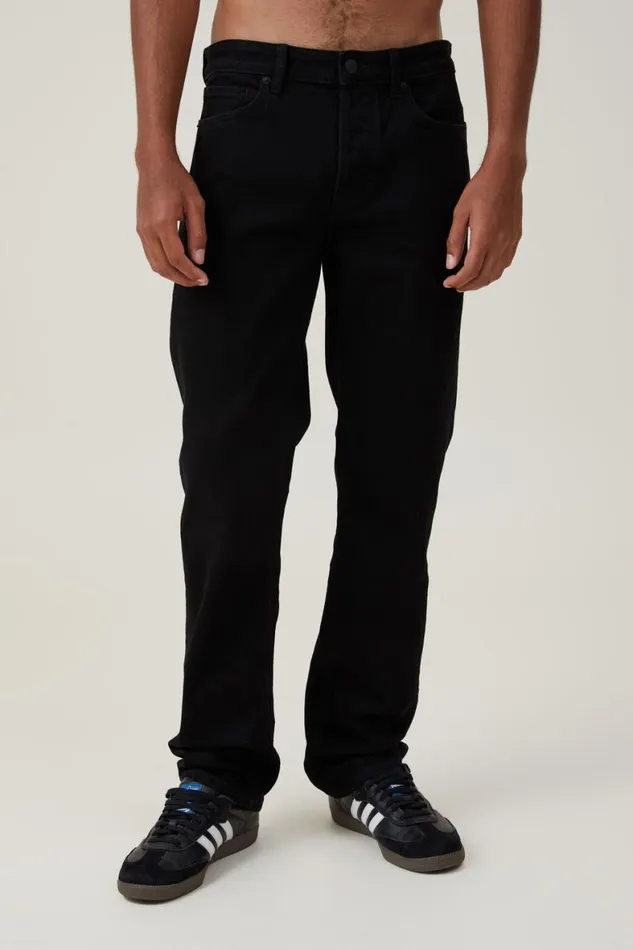 Men Jeans Cotton On Regular Straight Jean Pitch Black