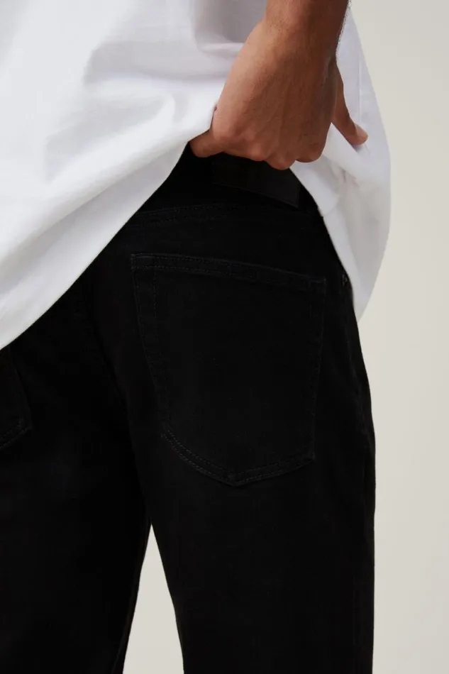 Men Jeans Cotton On Regular Straight Jean Pitch Black