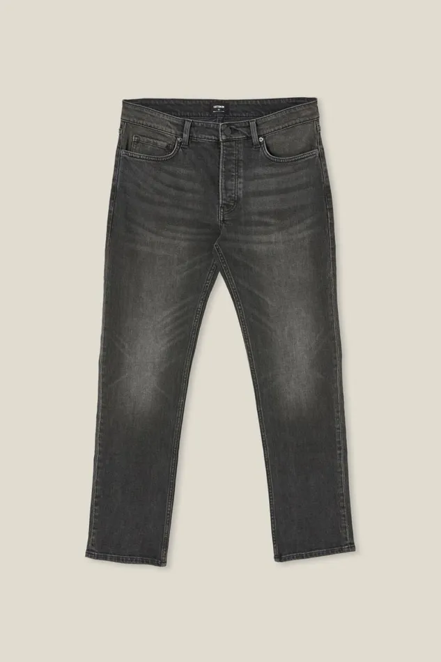 Men Jeans Cotton On Regular Straight Jean Vision Black