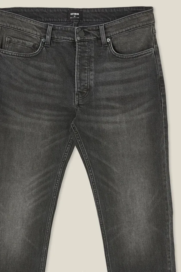 Men Jeans Cotton On Regular Straight Jean Vision Black