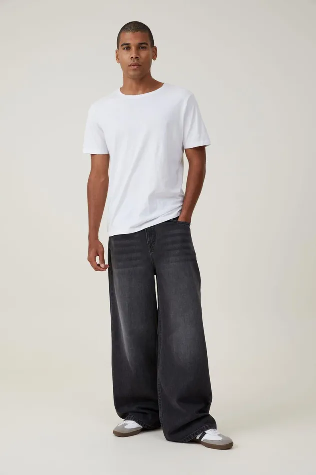 Men Jeans Cotton On Super Baggy Jean Y2k Washed Black