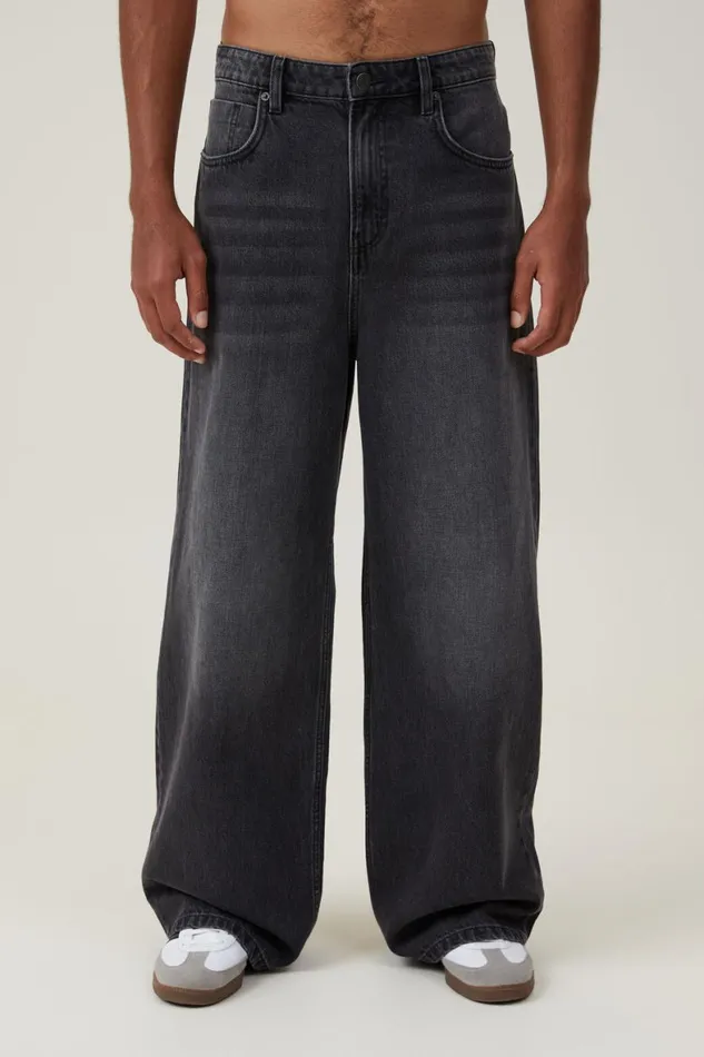 Men Jeans Cotton On Super Baggy Jean Y2k Washed Black