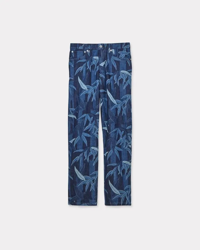 Men KENZO Chikurin Camo039 BOTAN Loose Jeans In Japanese Denim Rinse Blue Denim Kenzo Denim Men KENZO Chikurin Camo039 BOTAN Loose Jeans In Japanese Denim Rinse Blue Denim Kenzo Denim