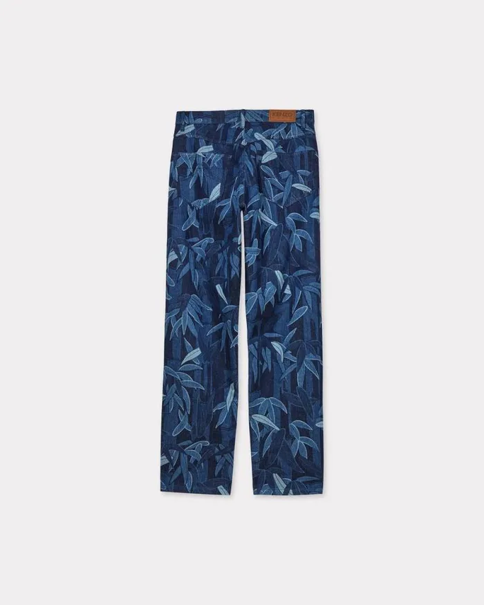 Men KENZO Chikurin Camo039 BOTAN Loose Jeans In Japanese Denim Rinse Blue Denim Kenzo Denim
