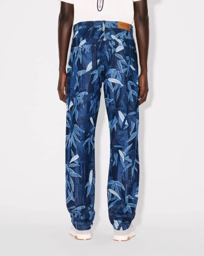 Men KENZO Chikurin Camo039 BOTAN Loose Jeans In Japanese Denim Rinse Blue Denim Kenzo Denim