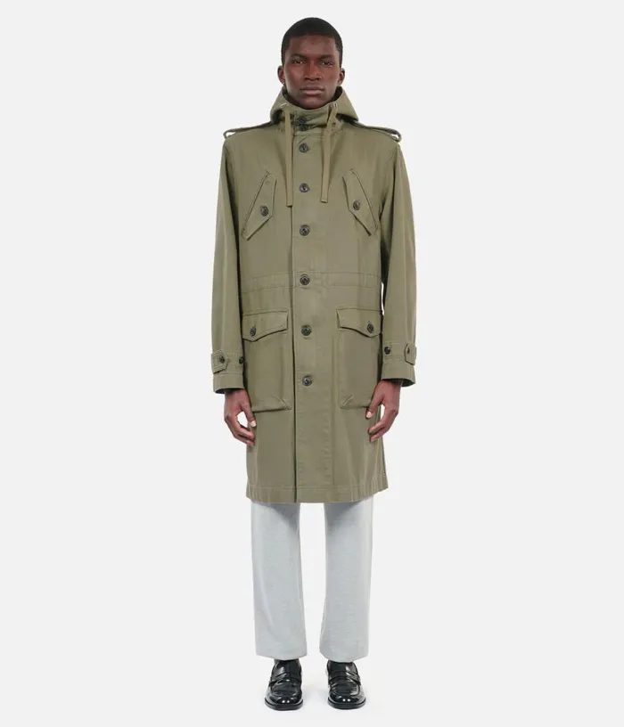 Men Long Khaki Hooded Parka THE KOOPLES Coats and Jackets