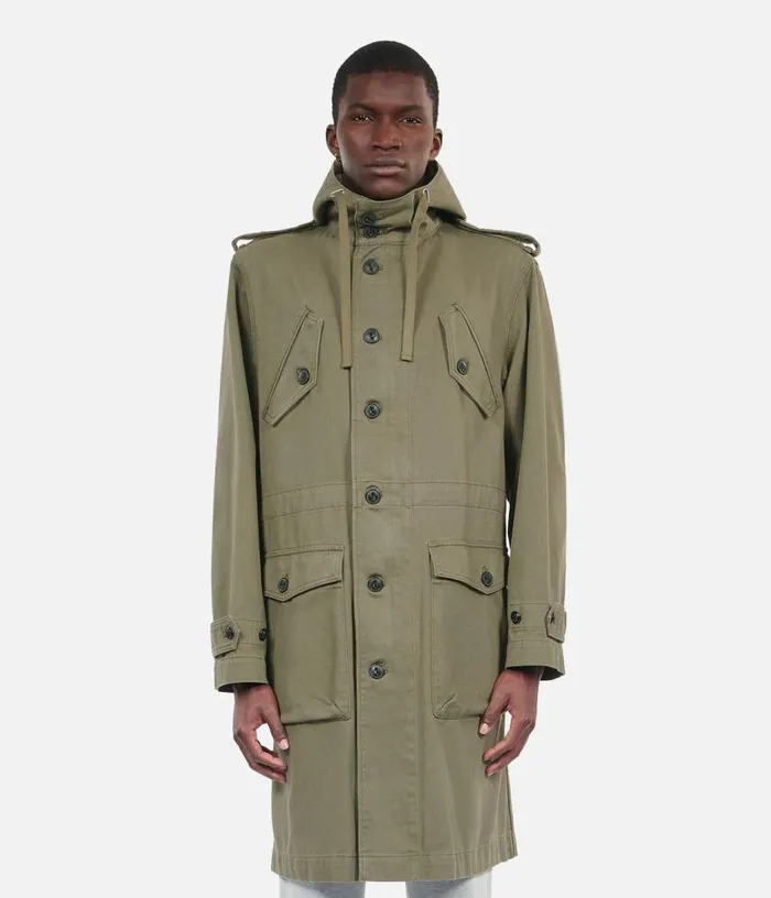 Men Long Khaki Hooded Parka THE KOOPLES Coats and Jackets