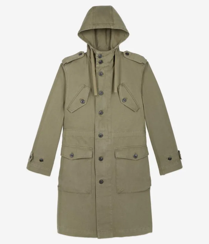 Men Long Khaki Hooded Parka THE KOOPLES Coats and Jackets