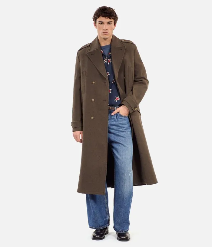 Men Long Khaki Officerstyle Coat THE KOOPLES Coats and Jackets
