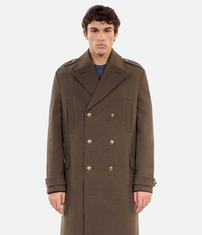Men Long Khaki Officerstyle Coat THE KOOPLES Coats and Jackets